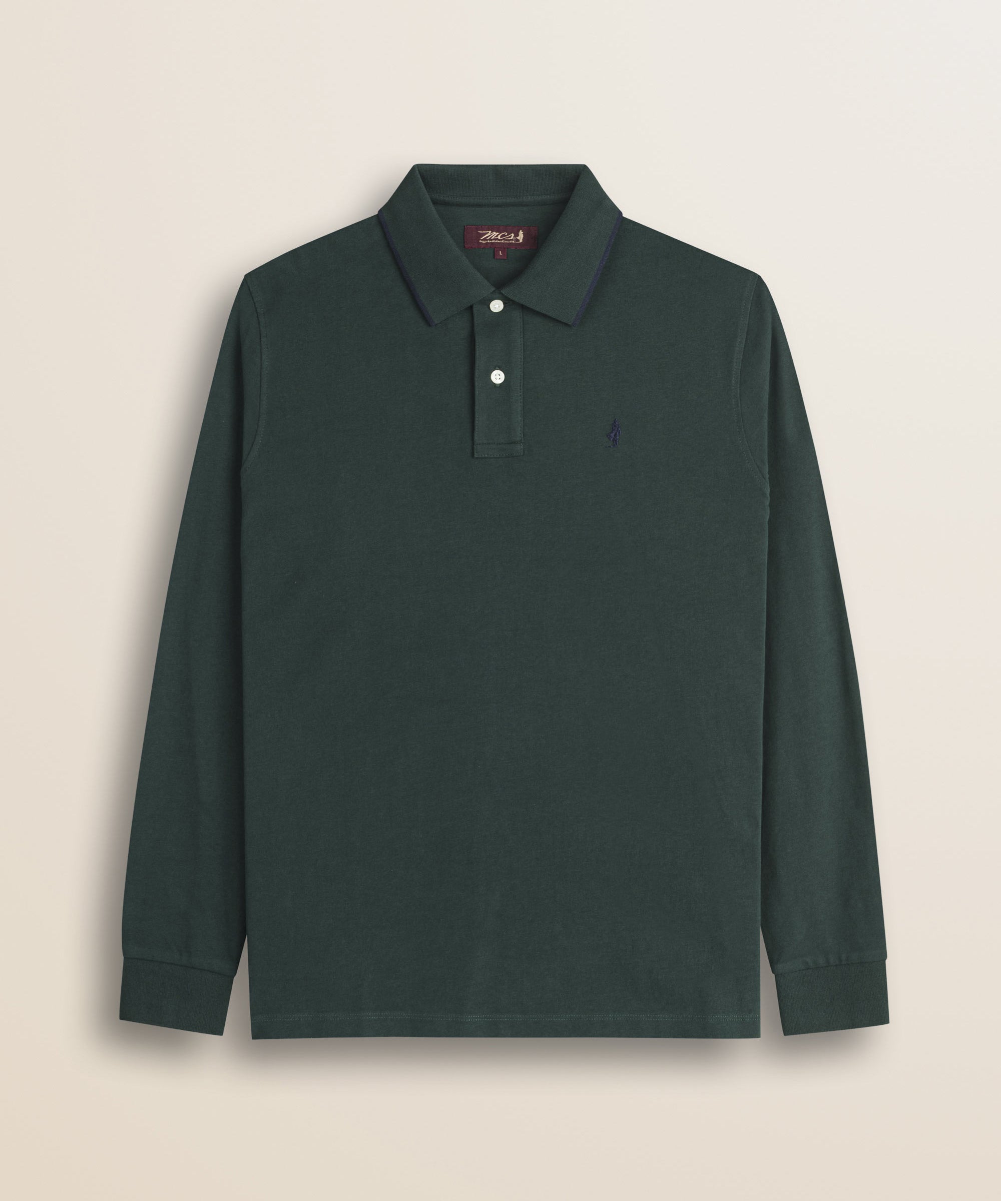 Polo in Jersey Smerigliato Manica Lunga fronte - Ponderosa Pine