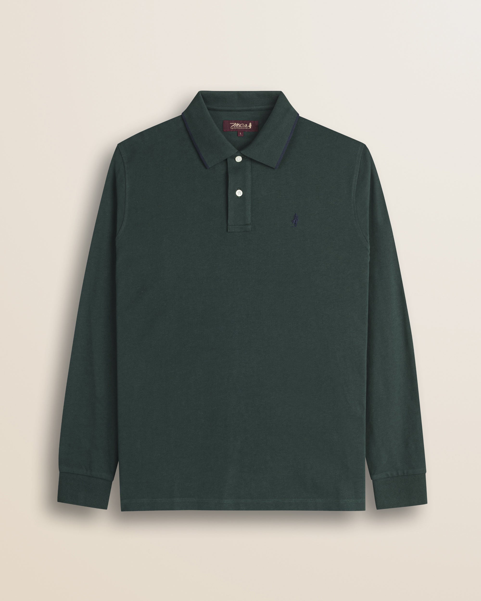 Polo in Jersey Smerigliato Manica Lunga fronte - Ponderosa Pine