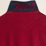 Polo in Jersey Smerigliato Manica Lunga dettaglio colletto retro - Merlot