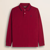 Polo in Jersey Smerigliato Manica Lunga fronte - Merlot