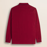 Polo in Jersey Smerigliato Manica Lunga retro - Merlot