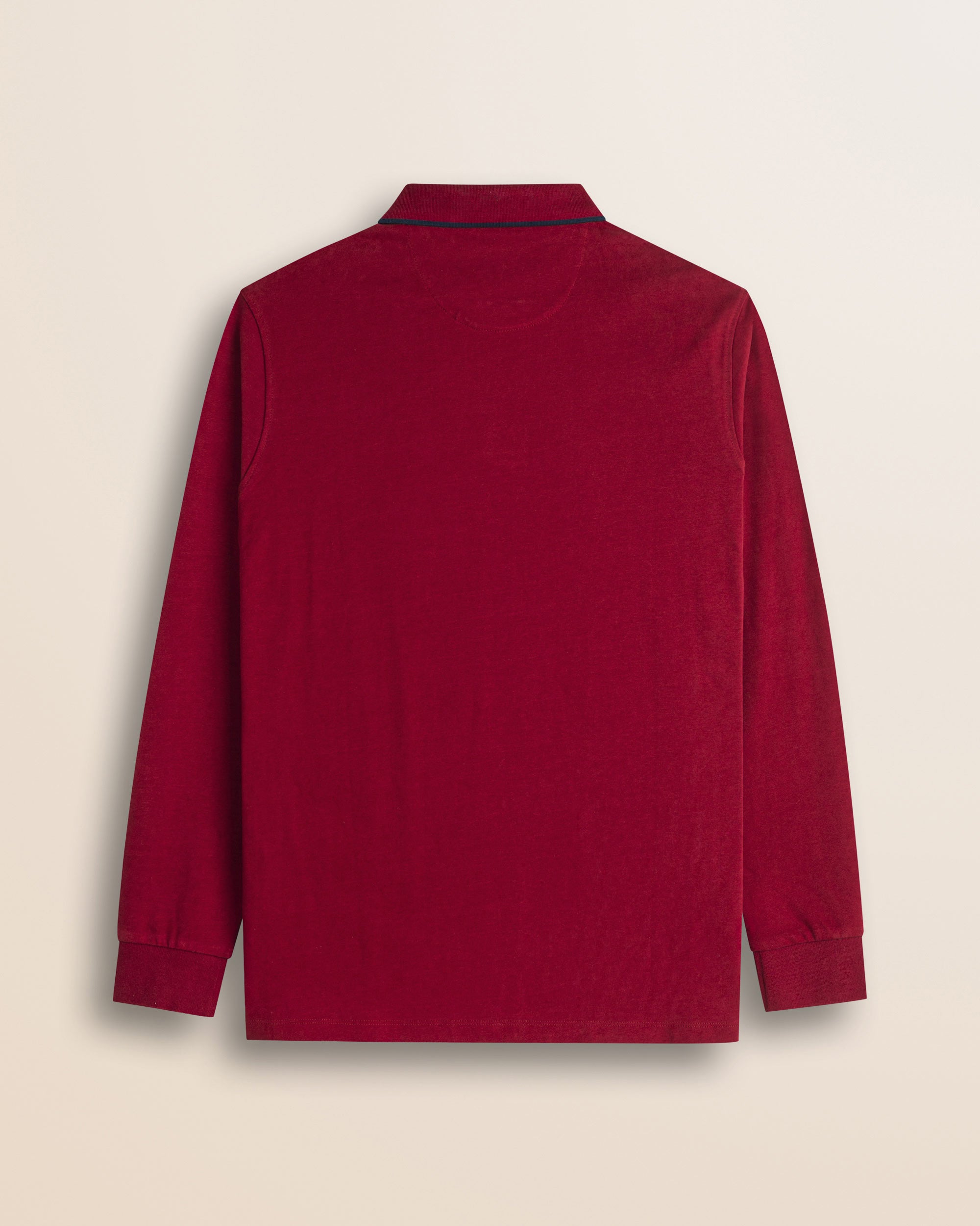 Polo in Jersey Smerigliato Manica Lunga retro - Merlot