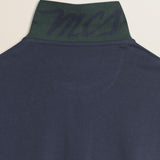 Polo in Jersey Smerigliato Manica Lunga dettaglio colletto retro - Navy Blue