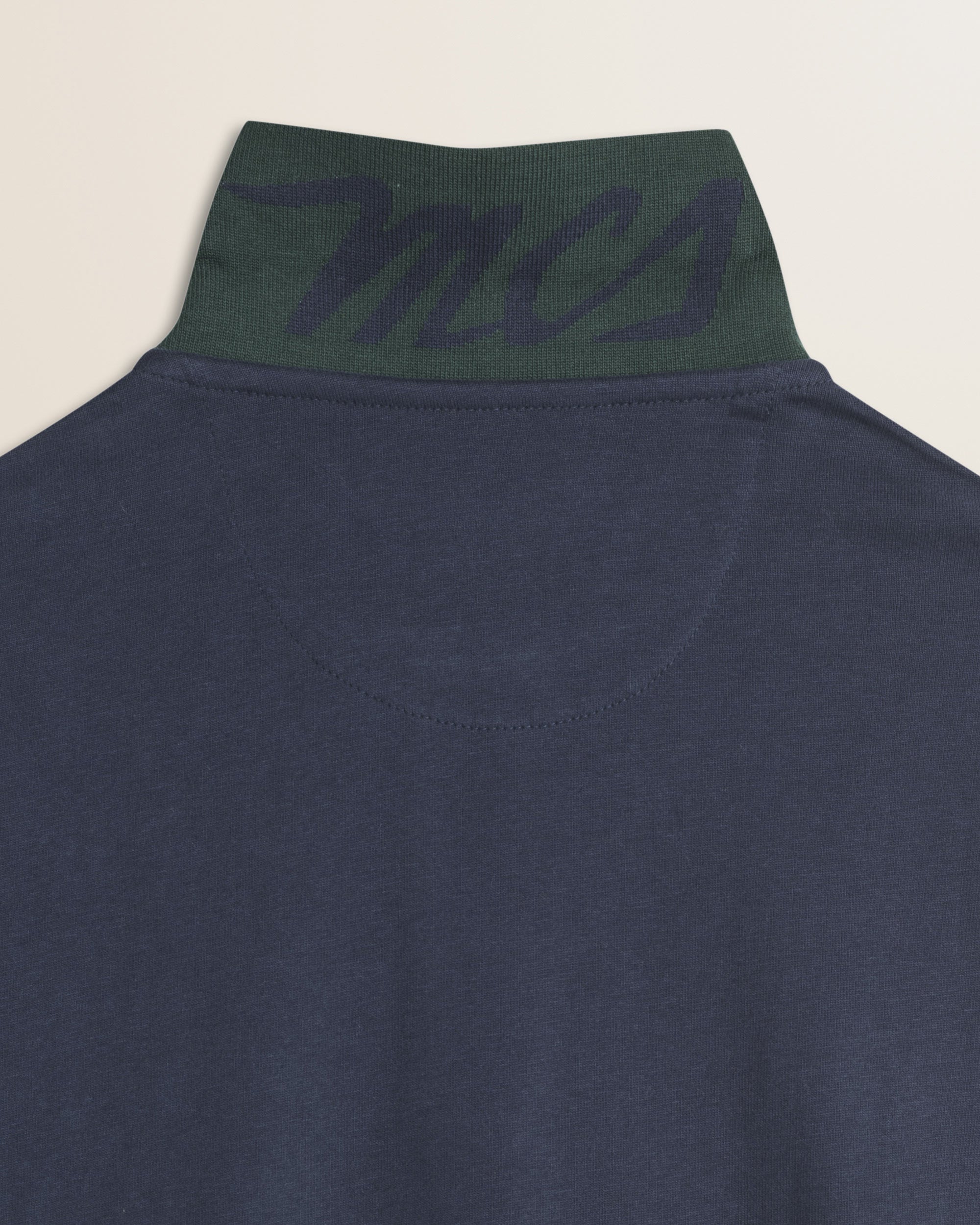 Polo in Jersey Smerigliato Manica Lunga dettaglio colletto retro - Navy Blue