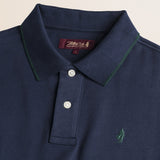 Polo in Jersey Smerigliato Manica Lunga dettaglio colletto - Navy Blue
