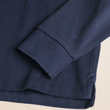 Polo in Jersey Smerigliato Manica Lunga dettaglio manica - Navy Blue