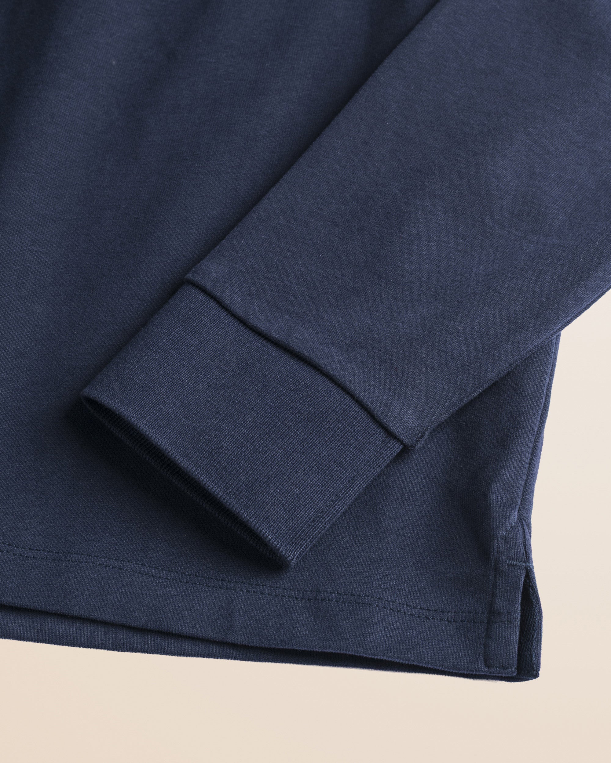 Polo in Jersey con Collo in Gabardina a Contrasto dettaglio manica - Navy Blue