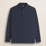Polo in Jersey con Collo in Gabardina a Contrasto fronte - Navy Blue