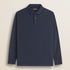 Polo in Jersey con Collo in Gabardina a Contrasto fronte - Navy Blue