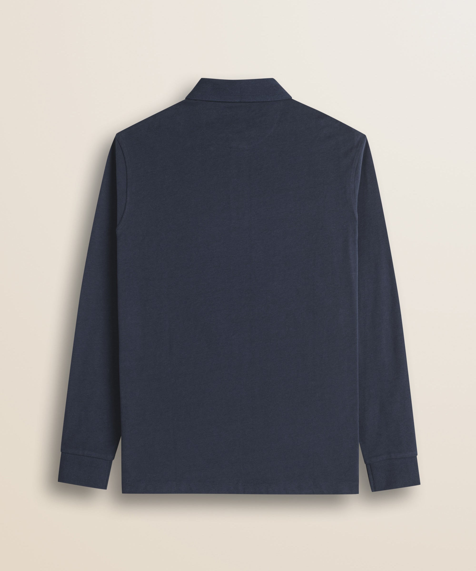 Polo in Jersey con Collo in Gabardina a Contrasto retro - Navy Blue