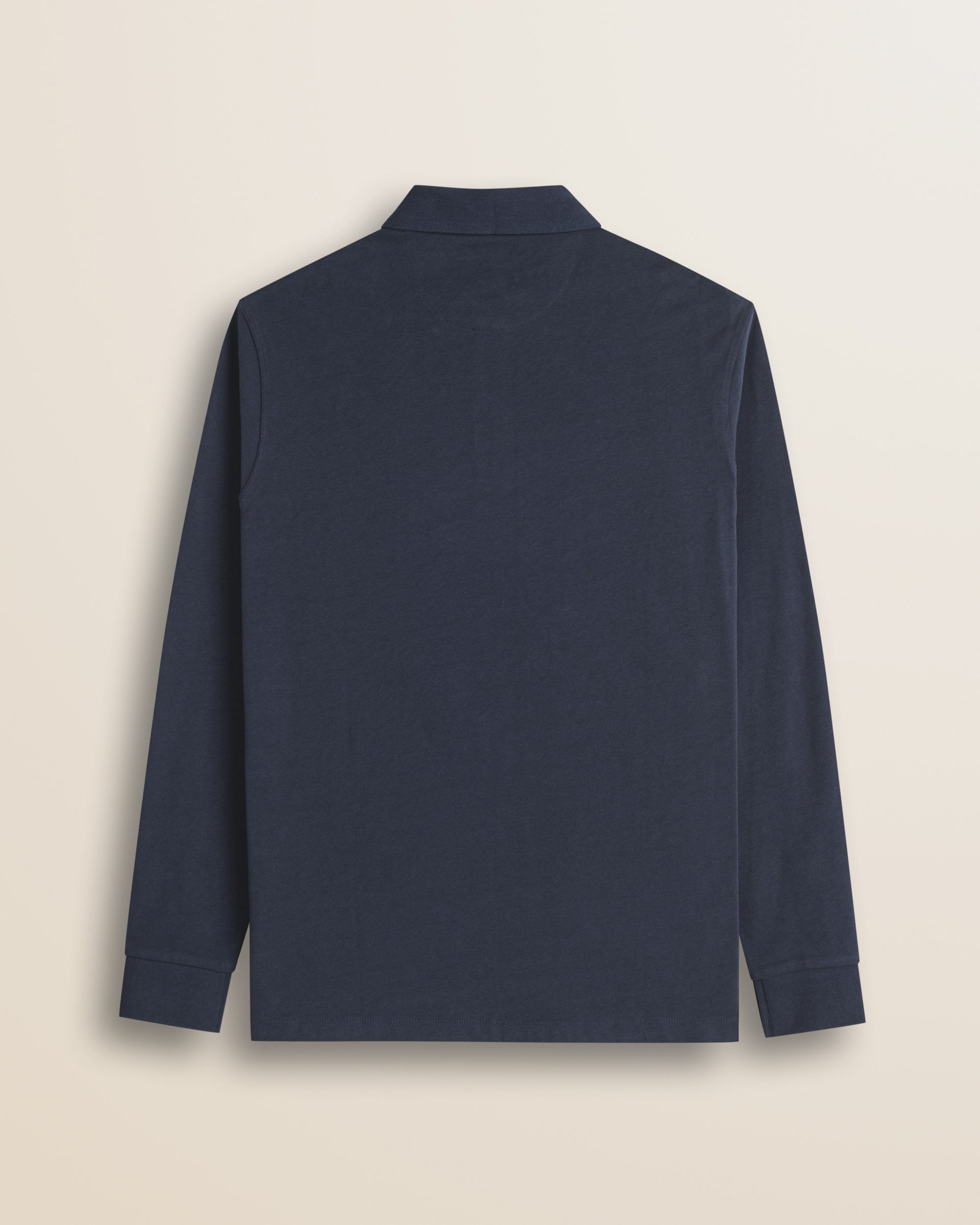 Polo in Jersey con Collo in Gabardina a Contrasto retro - Navy Blue
