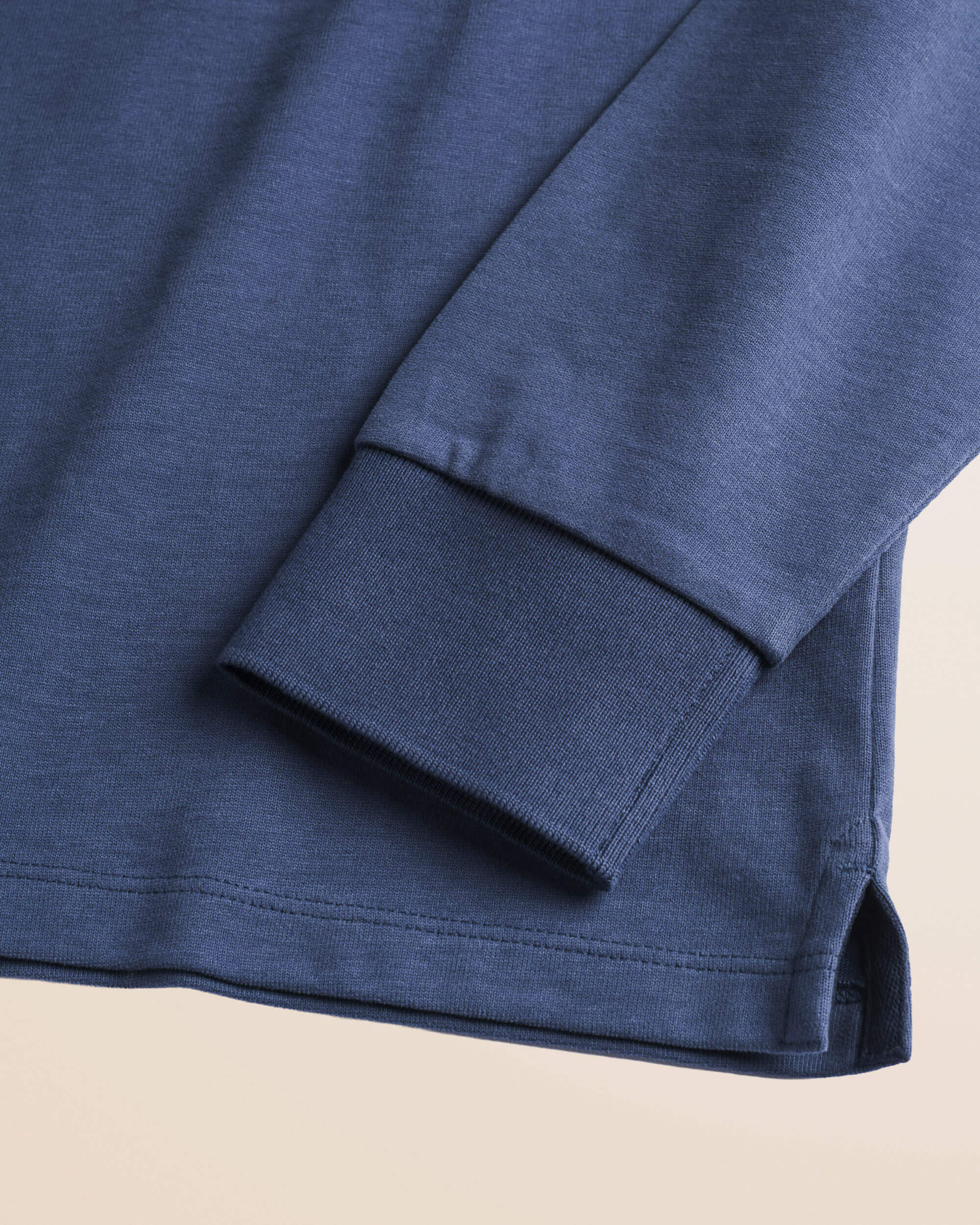 Polo in Jersey con Collo in Gabardina a Contrasto dettaglio manica - Indigo Dust