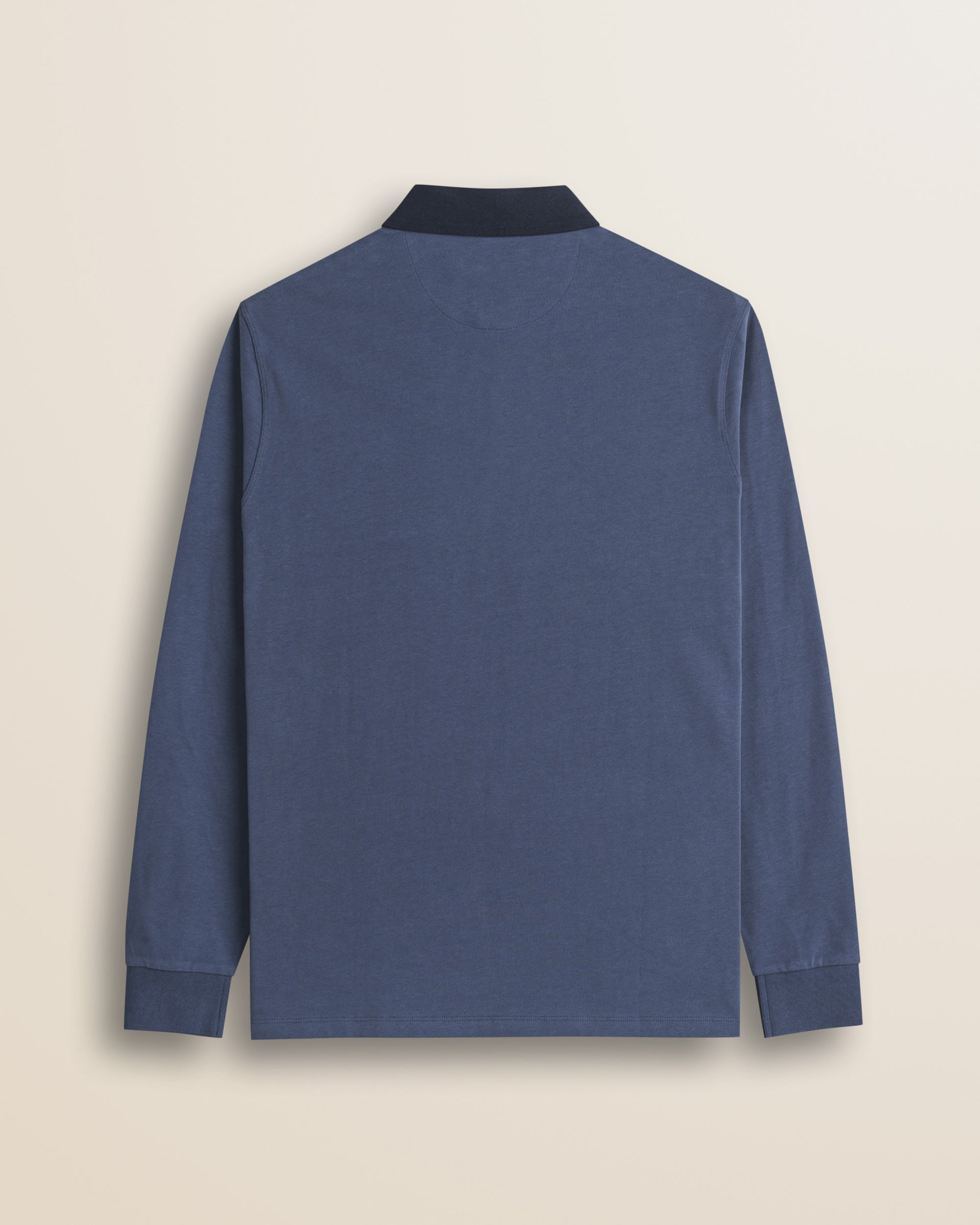 Polo in Jersey con Collo in Gabardina a Contrasto retro - Indigo Dust