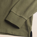Polo in Jersey con Collo in Gabardina a Contrasto dettaglio manica - Olive Night