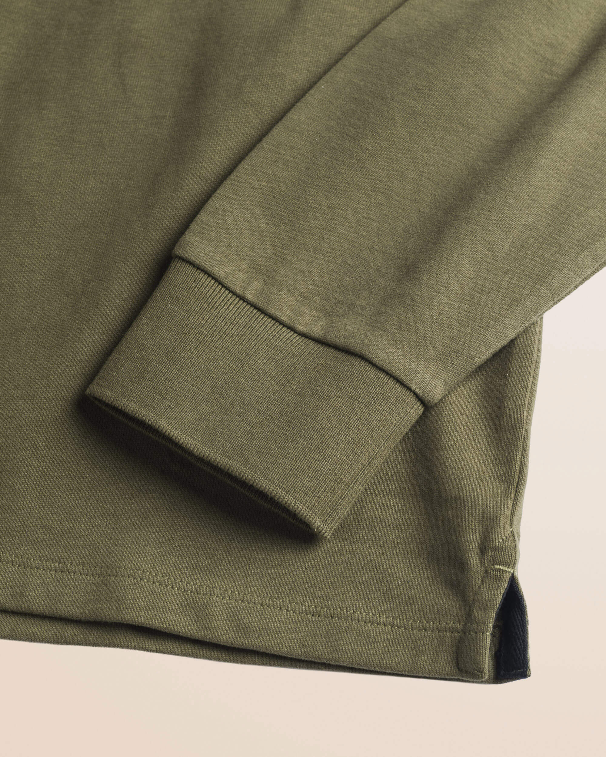 Polo in Jersey con Collo in Gabardina a Contrasto dettaglio manica - Olive Night