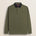 Polo in Jersey con Collo in Gabardina a Contrasto fronte - Olive Night