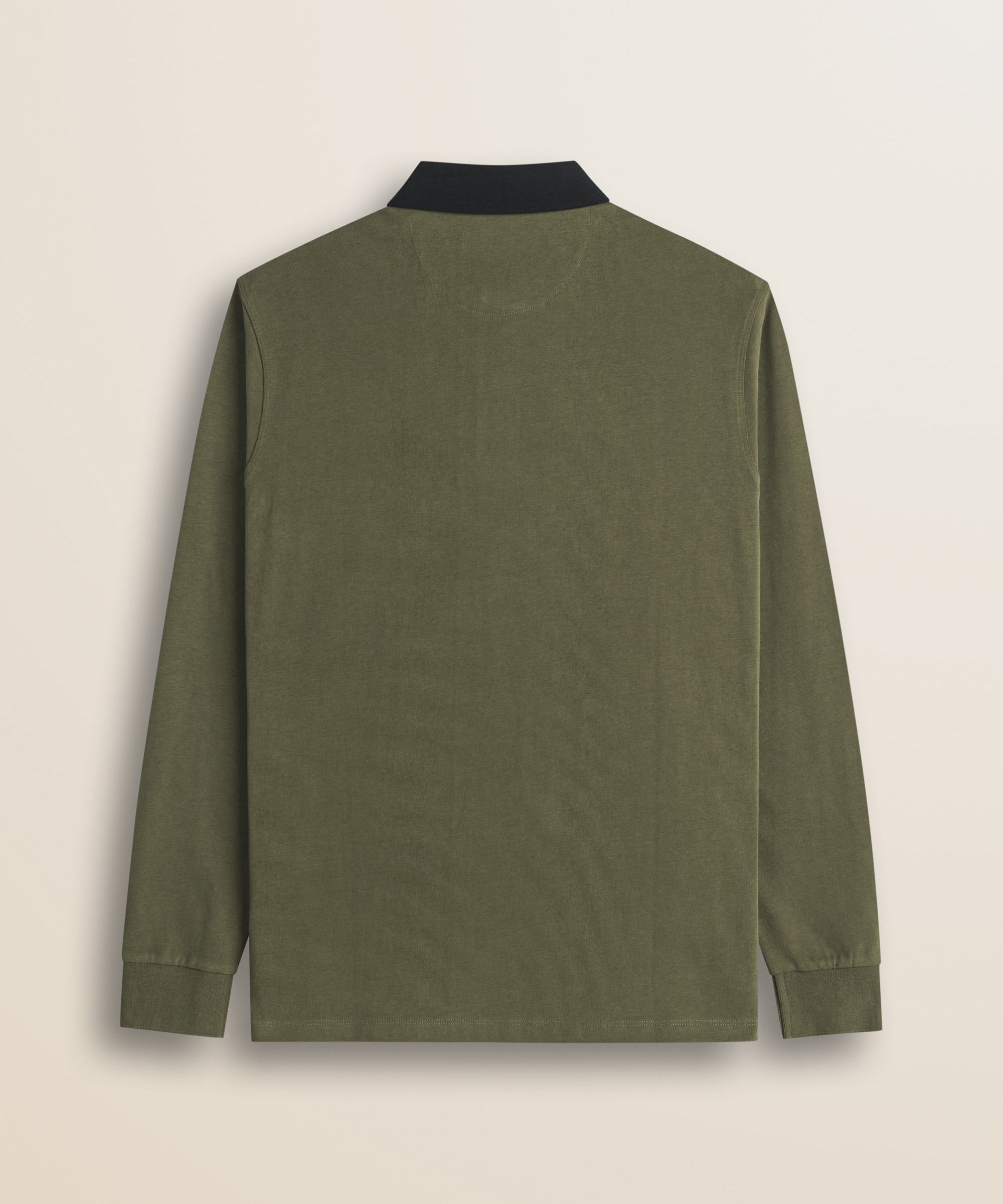 Polo in Jersey con Collo in Gabardina a Contrasto retro - Olive Night