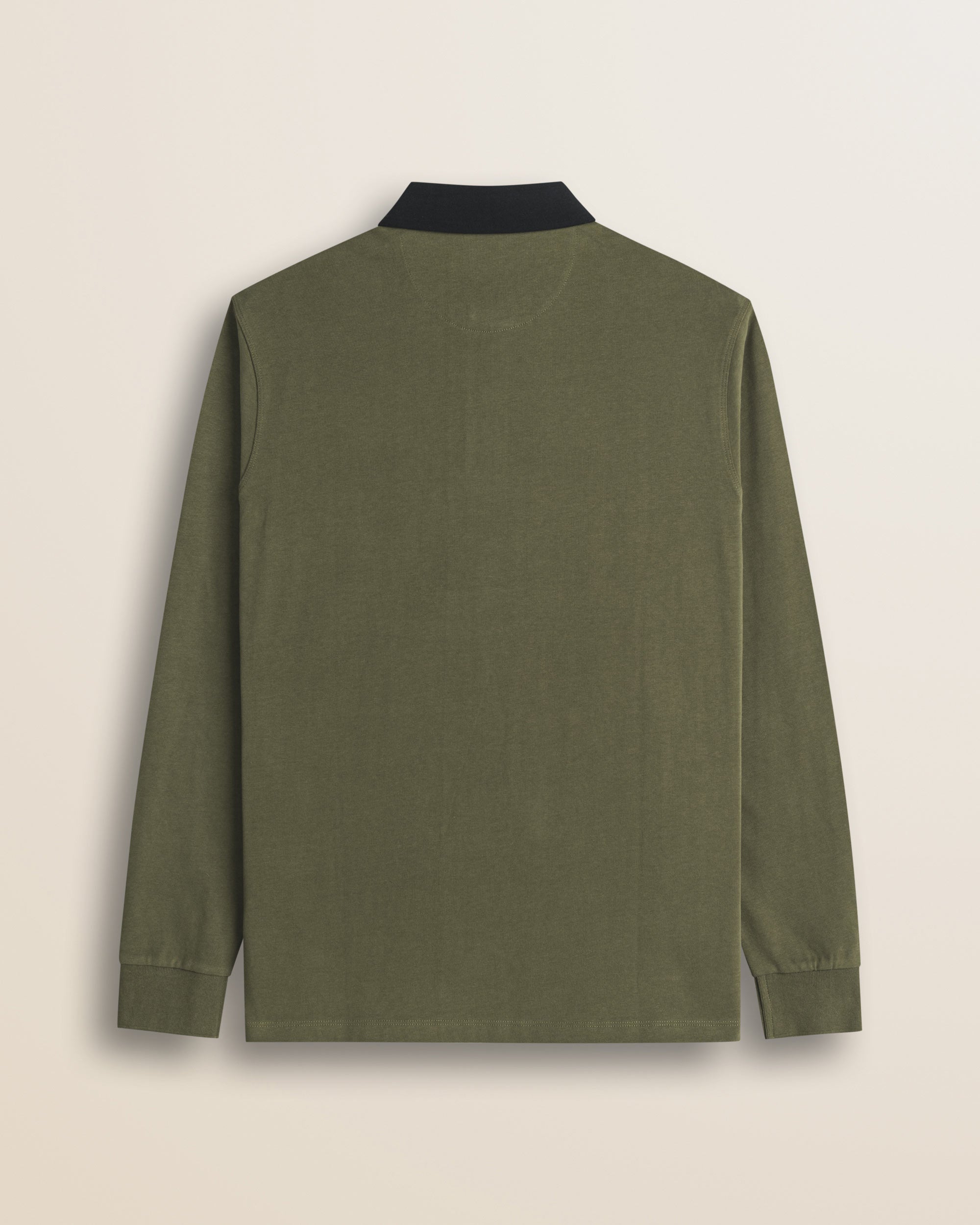 Polo in Jersey con Collo in Gabardina a Contrasto retro - Olive Night