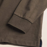 Polo in Jersey con Collo in Gabardina a Contrasto dettaglio manica - Chocolate