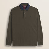 Polo in Jersey con Collo in Gabardina a Contrasto fronte - Chocolate