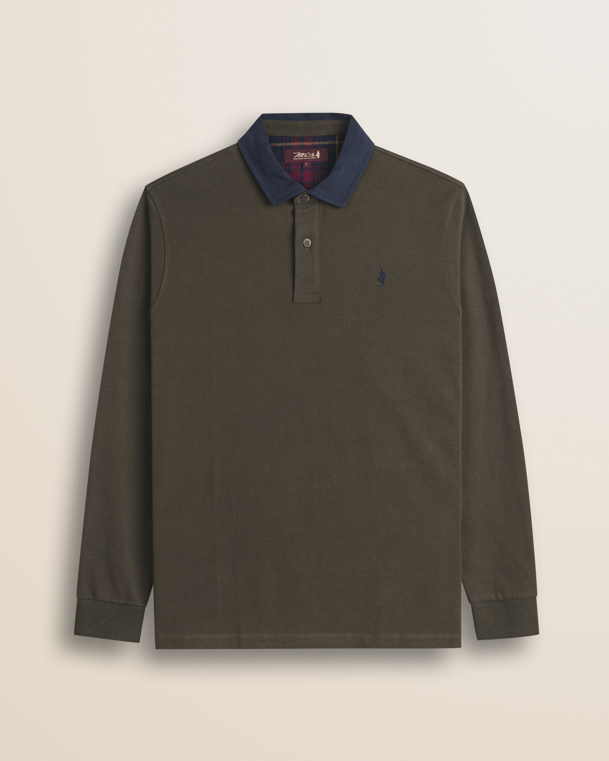 Polo in Jersey con Collo in Gabardina a Contrasto fronte - Chocolate