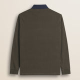 Polo in Jersey con Collo in Gabardina a Contrasto retro - Chocolate