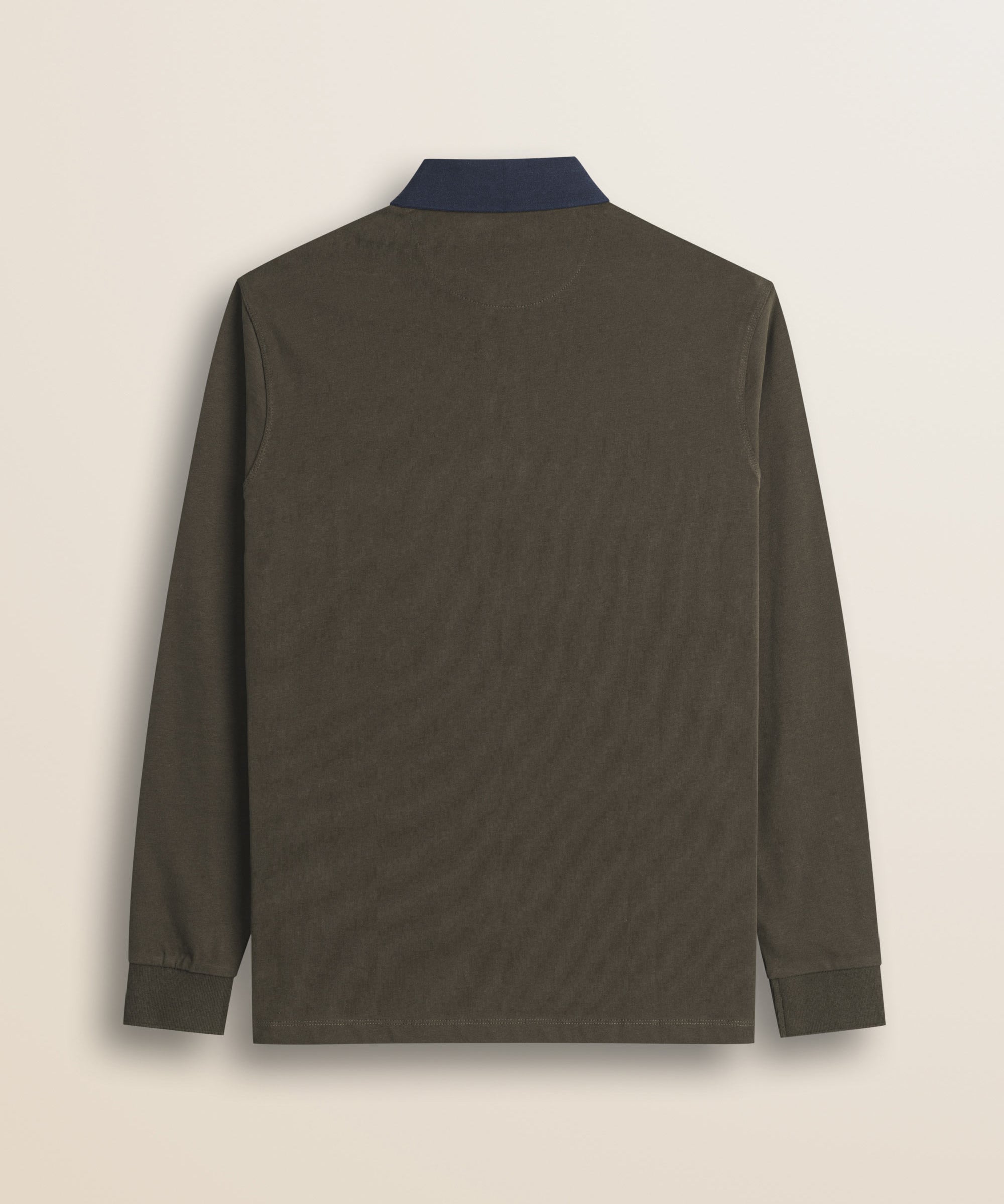 Polo in Jersey con Collo in Gabardina a Contrasto retro - Chocolate
