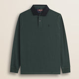 Polo in Jersey con Collo in Velluto a Coste fronte - Ponderosa Pine
