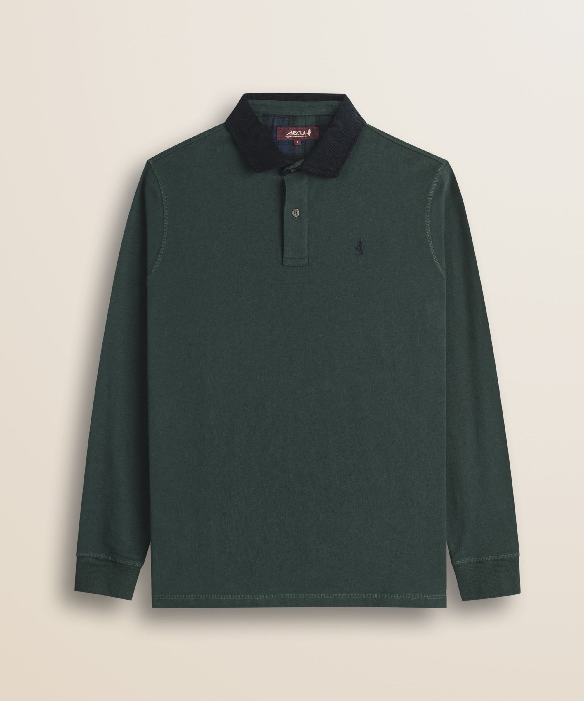 Polo in Jersey con Collo in Velluto a Coste fronte - Ponderosa Pine