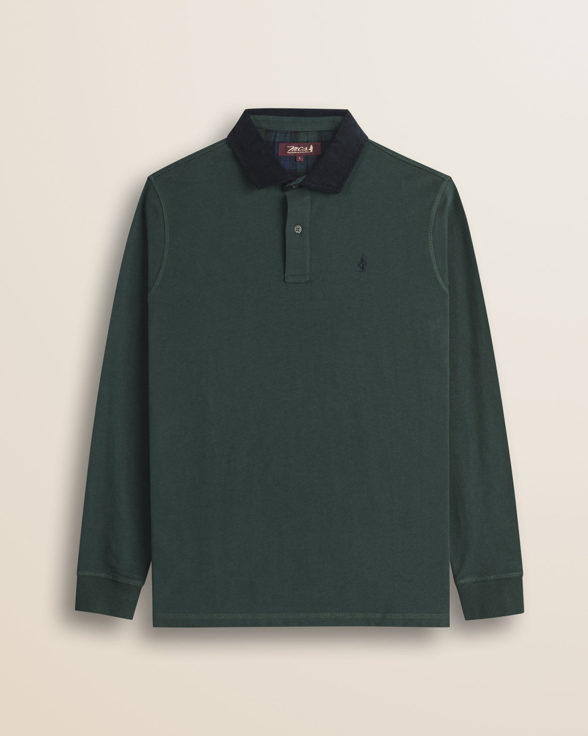 Polo in Jersey con Collo in Velluto a Coste fronte - Ponderosa Pine