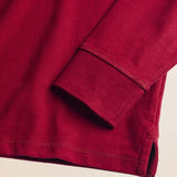 Polo in Jersey con Collo in Velluto a Coste dettaglio manica - Merlot
