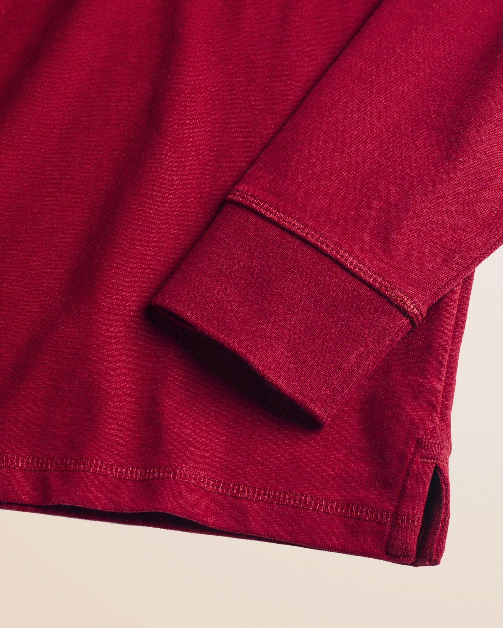 Polo in Jersey con Collo in Velluto a Coste dettaglio manica - Merlot