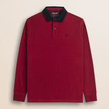 Polo in Jersey con Collo in Velluto a Coste fronte - Merlot