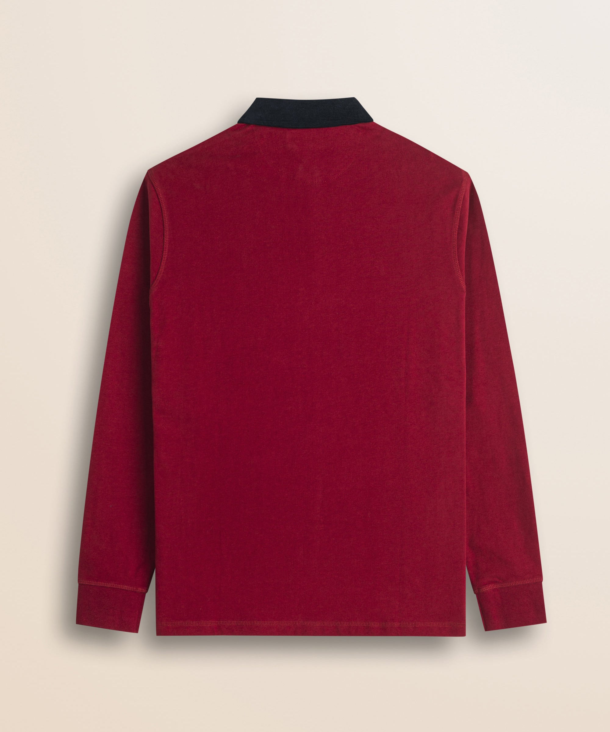 Polo in Jersey con Collo in Velluto a Coste retro - Merlot