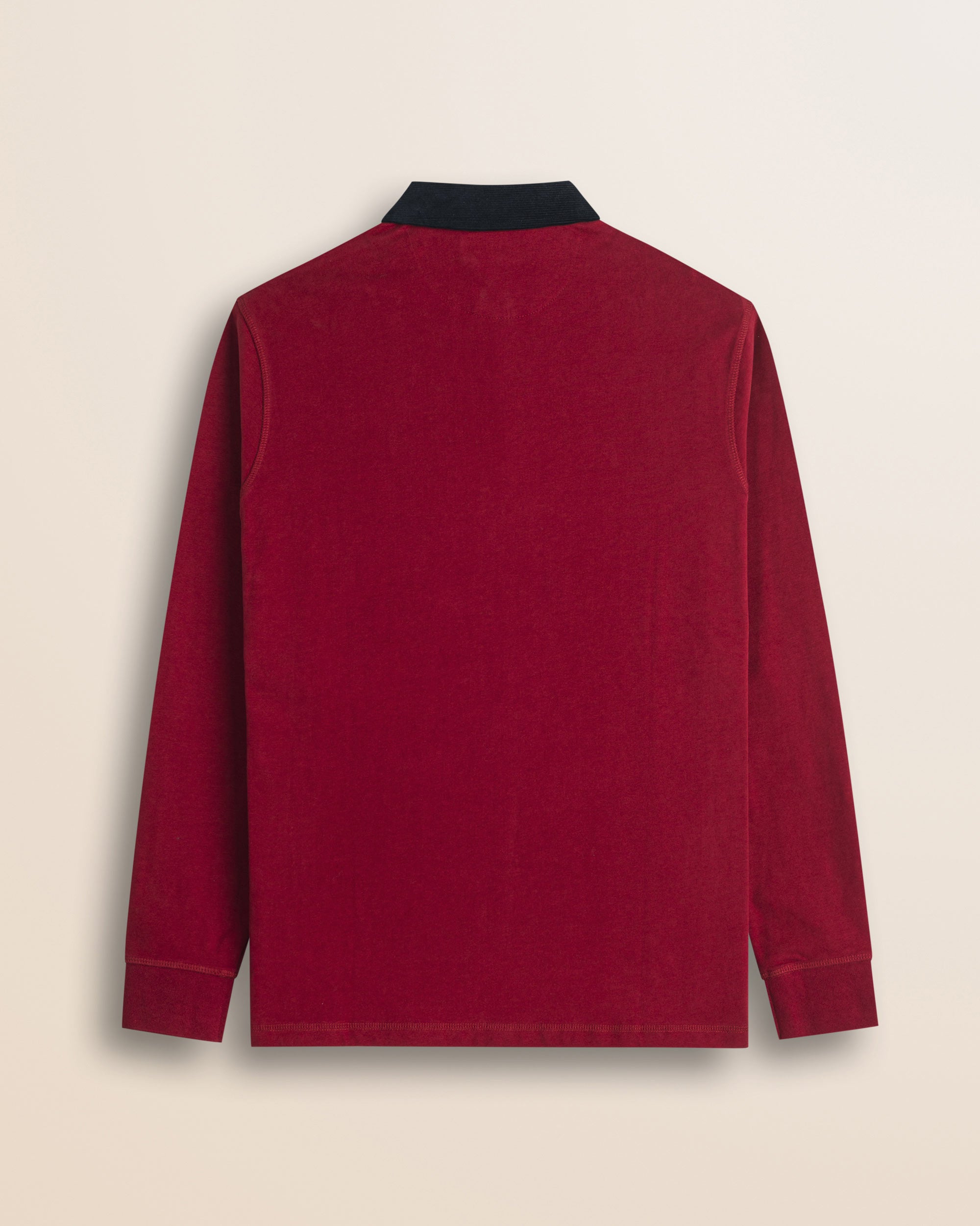 Polo in Jersey con Collo in Velluto a Coste retro - Merlot