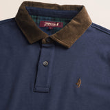 Polo in Jersey con Collo in Velluto a Coste dettaglio colletto - Navy Blue