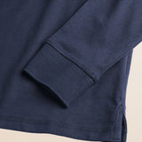 Polo in Jersey con Collo in Velluto a Coste dettaglio manica - Navy Blue