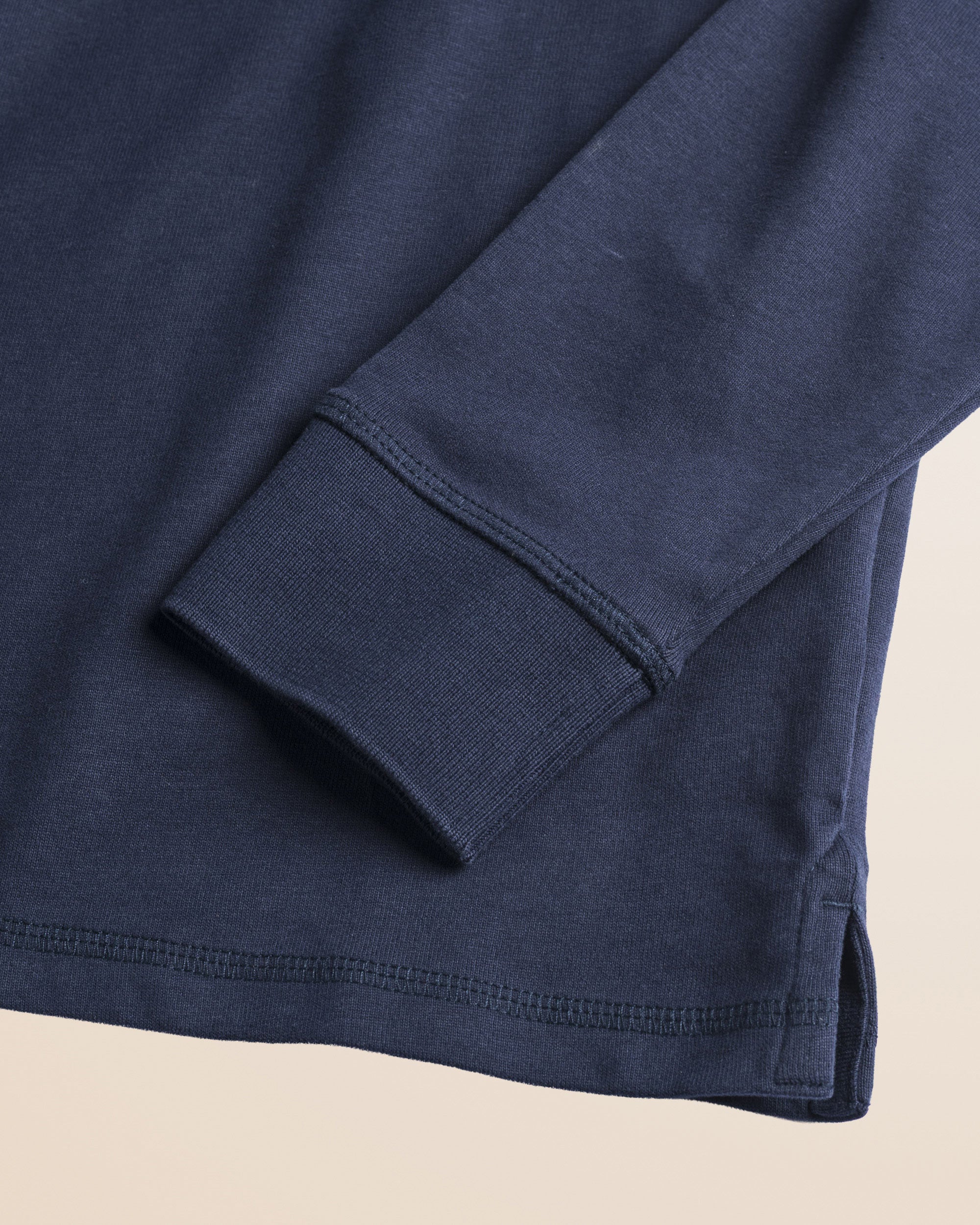Polo in Jersey con Collo in Velluto a Coste dettaglio manica - Navy Blue