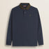 Polo in Jersey con Collo in Velluto a Coste fronte - Navy Blue