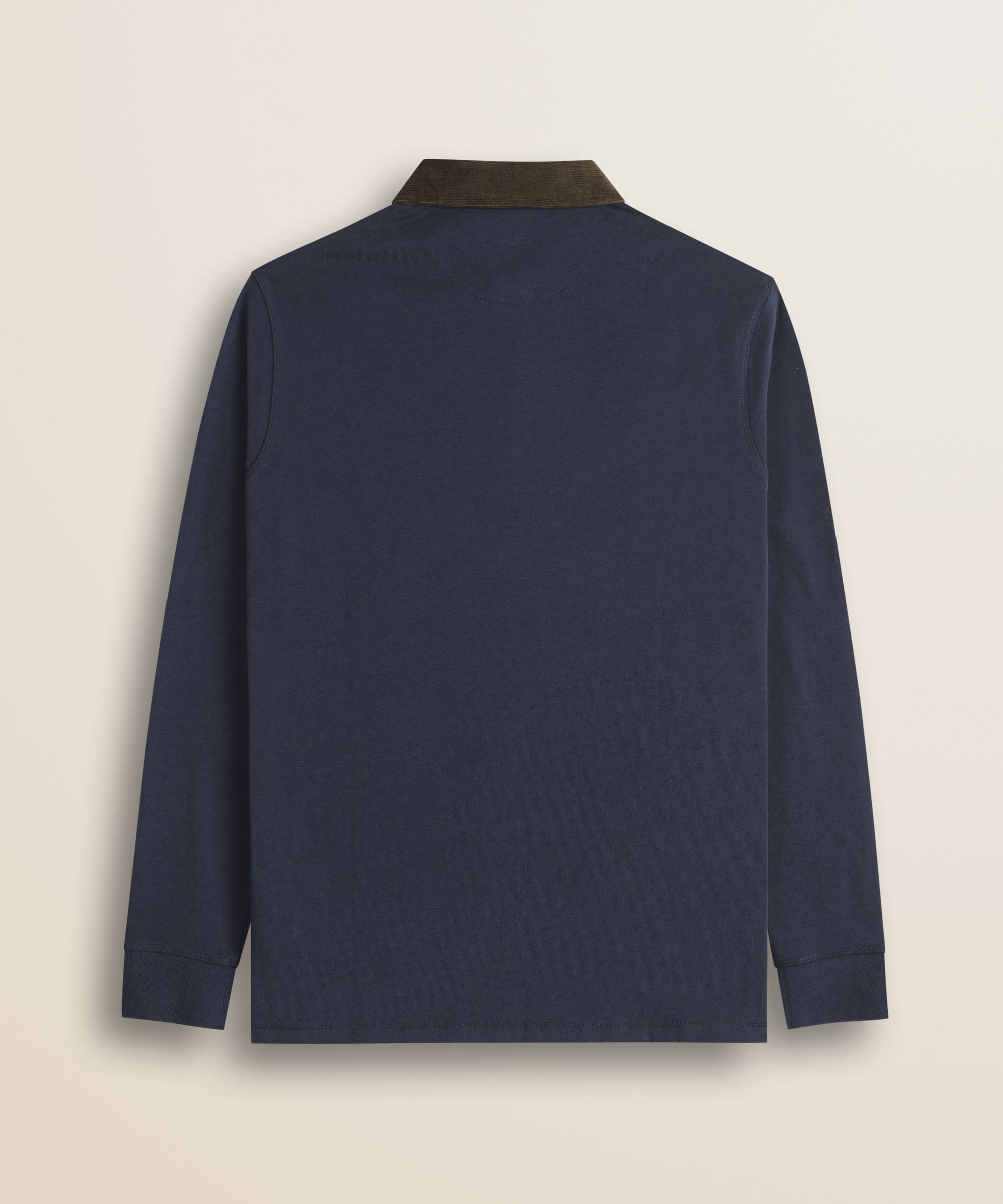 Polo in Jersey con Collo in Velluto a Coste retro - Navy Blue