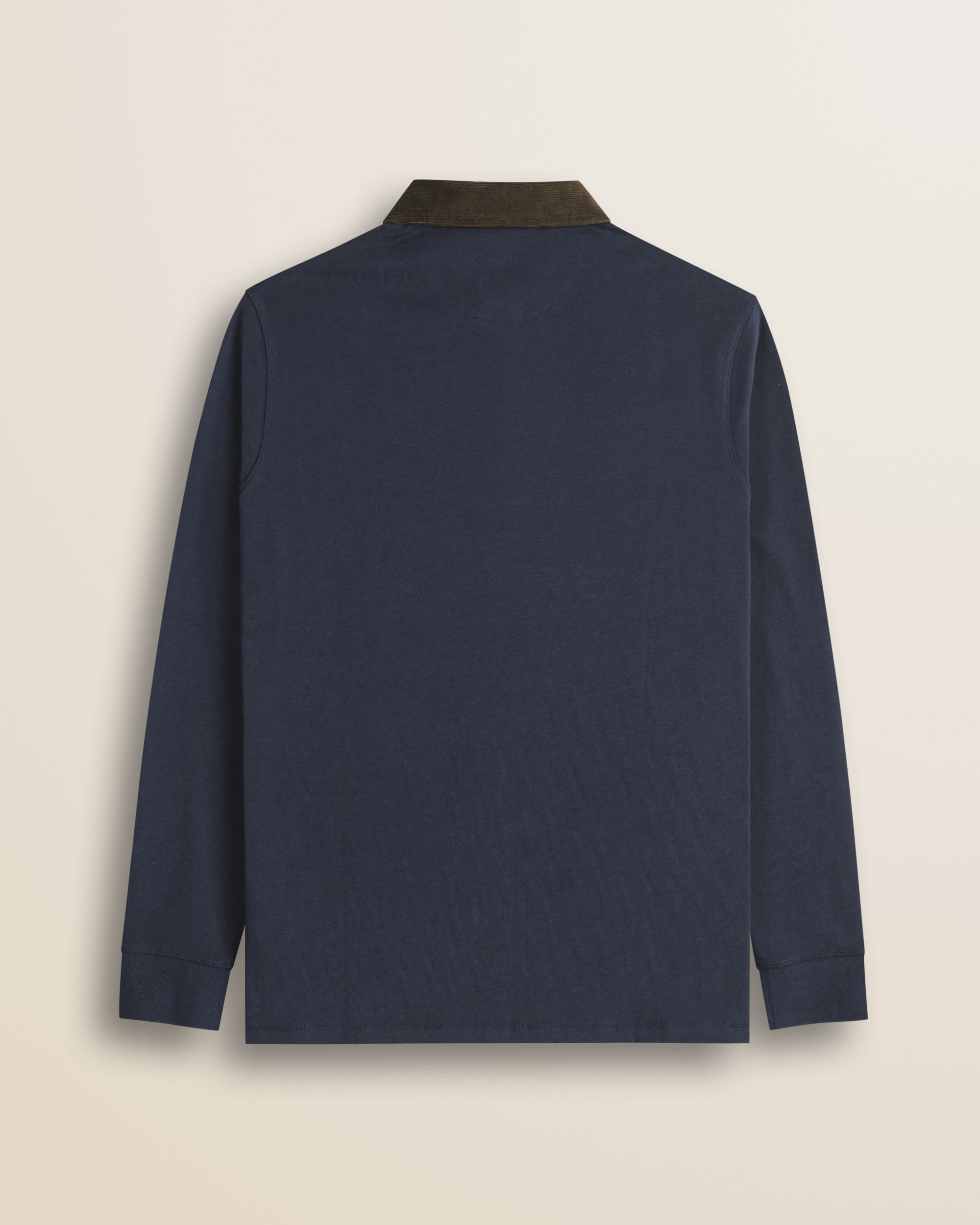 Polo in Jersey con Collo in Velluto a Coste retro - Navy Blue