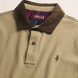 Polo in Jersey con Collo in Velluto a Coste dettaglio colletto - Elmwood Brown
