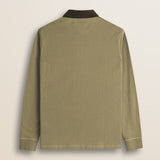 Polo in Jersey con Collo in Velluto a Coste retro - Elmwood Brown