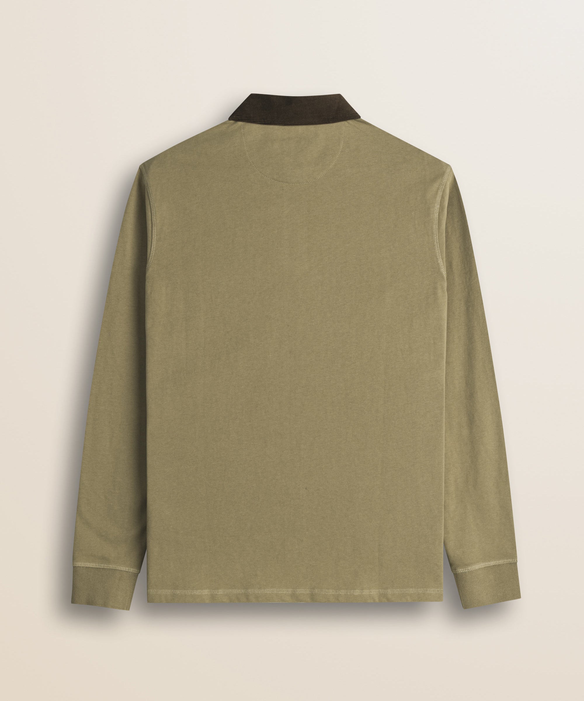 Polo in Jersey con Collo in Velluto a Coste retro - Elmwood Brown