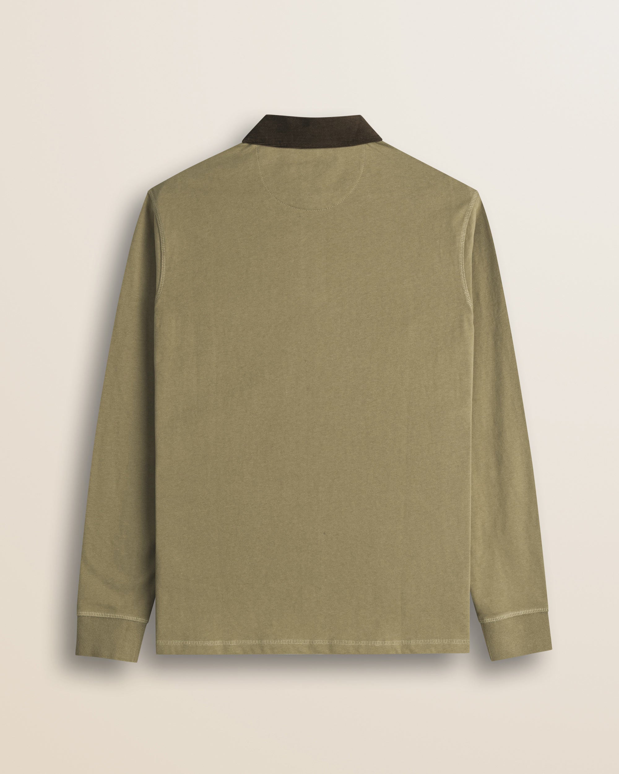 Polo in Jersey con Collo in Velluto a Coste retro - Elmwood Brown