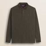Polo in Jersey con Collo in Velluto a Coste fronte - Chocolate