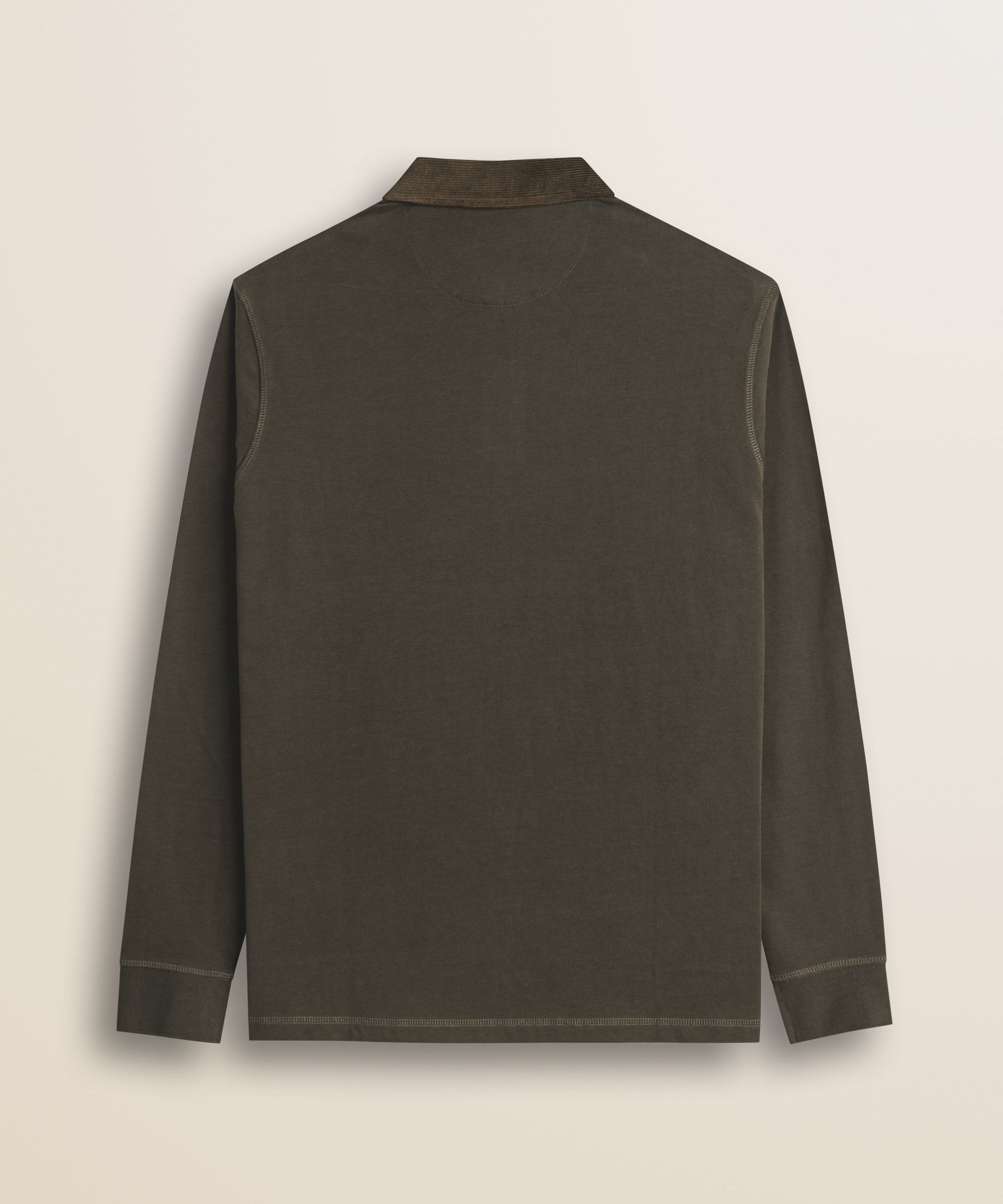 Polo in Jersey con Collo in Velluto a Coste retro - Chocolate