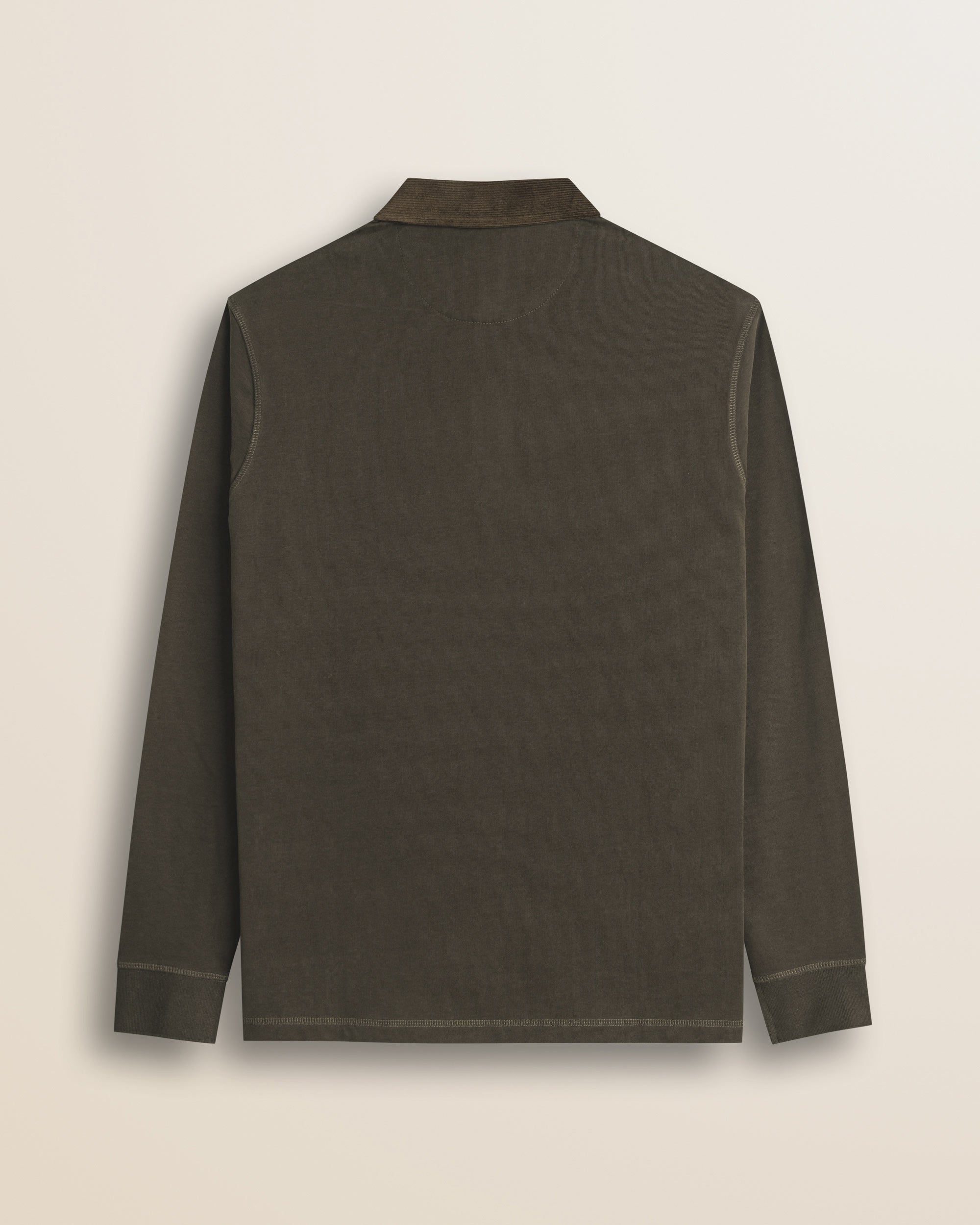 Polo in Jersey con Collo in Velluto a Coste retro - Chocolate