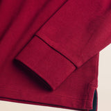 Polo in Piquet Smerigliato Manica Lunga dettaglio manica - Merlot