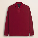 Polo in Piquet Smerigliato Manica Lunga fronte - Merlot